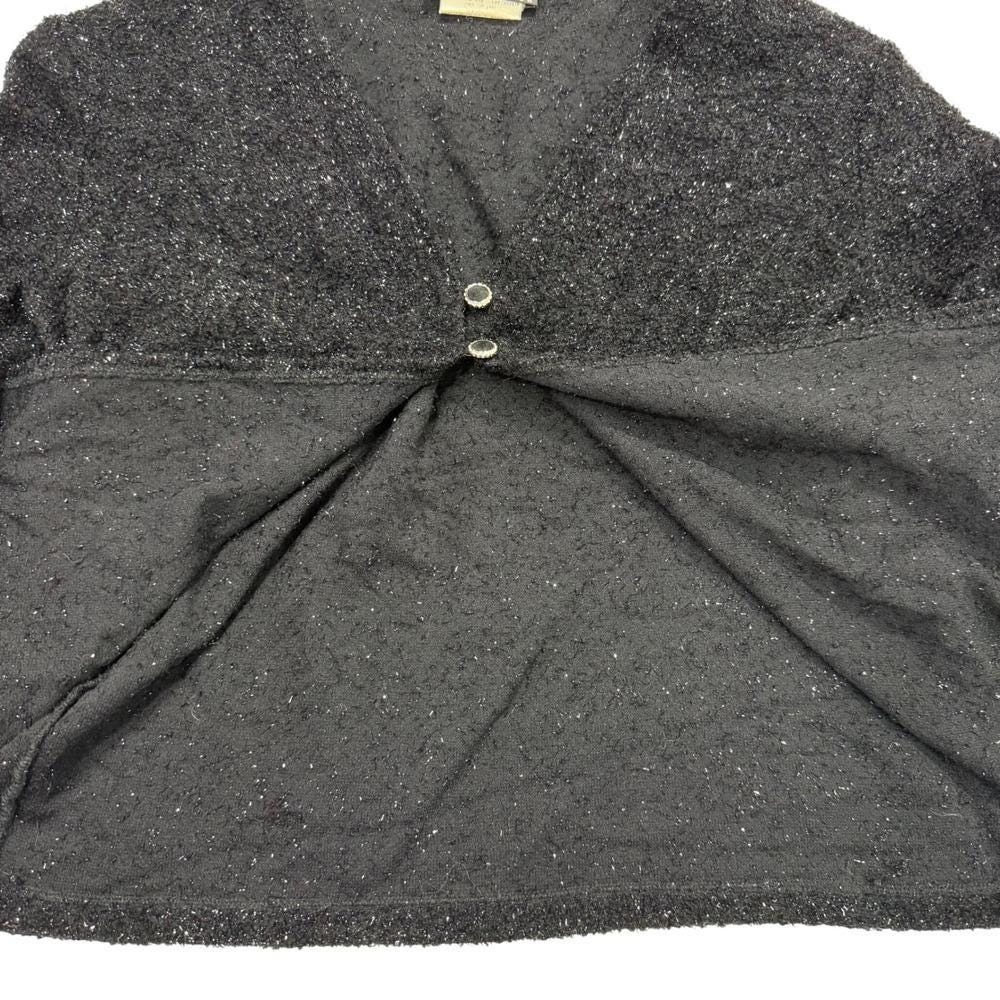 Vintage Womens Sz 14 Black Metallic Sweater Cardigan‎ I.N. Studio San Francisco - Picture 9 of 10